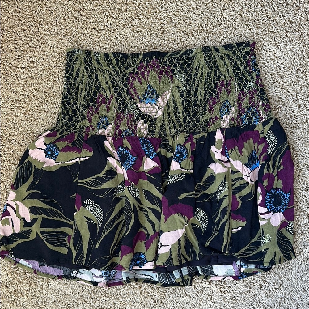 Free People Black and Purple Mini Skirt
